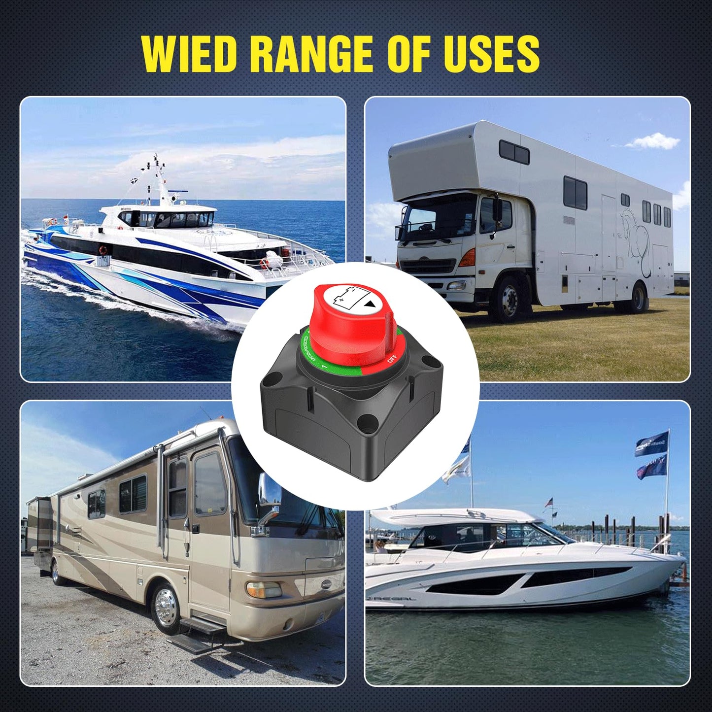 Nilight Battery Switch - 12V-48V Master Cutoff for Marine, Car, RV, ATV | Waterproof Heavy Duty Isolator