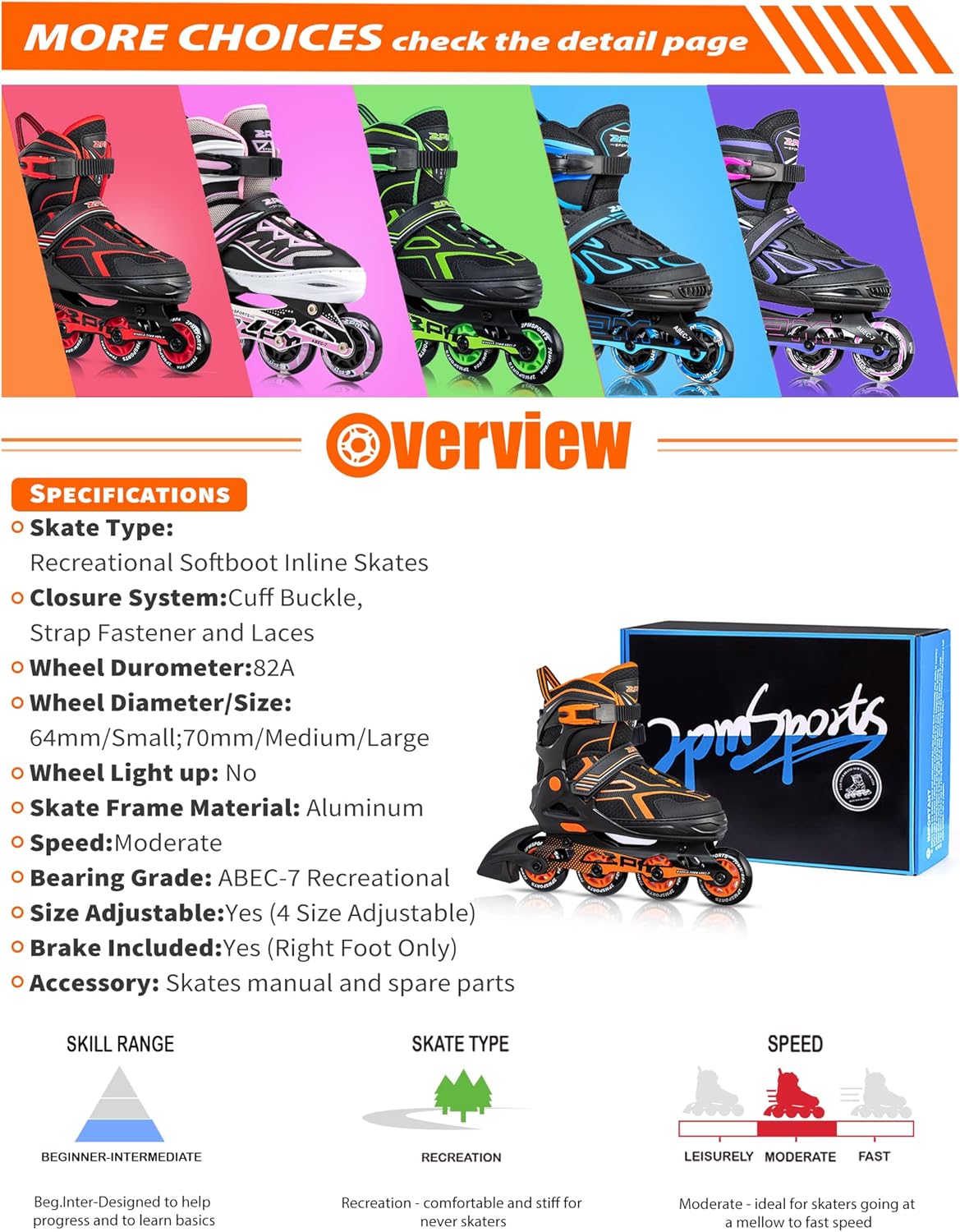 2PM SPORTS Torinx Green Inline Skates - Adjustable Beginner Roller Skates for Kids & Youth