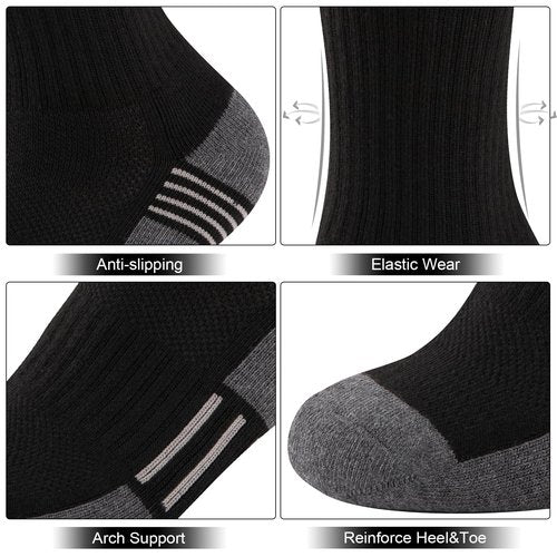 COOVAN 8 Pairs Mens Crew Socks Cushioned Moisture Wicking Athletic Heavy Duty Work Sport Breathable Training Socks