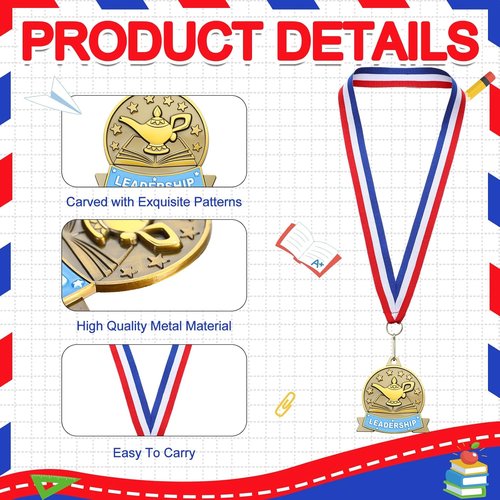 Academic Excellence Medals by [Brand Name] - 20 Pcs 2.4-Inch Gold Reading Medals with Neck Ribbons | Perfect Trophy Awards for Competitions