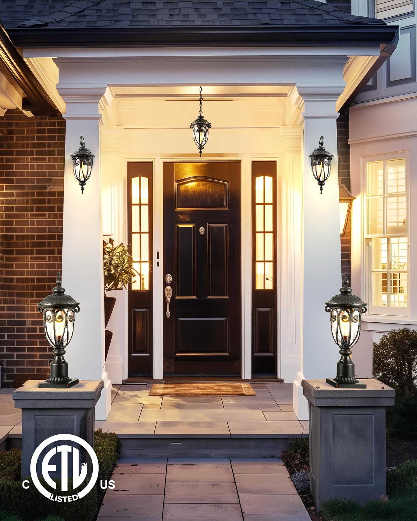 VIANIS Outdoor Post Light with Pier Mount Base, 2 Pack Waterproof Dusk to Dawn Post Lights Outdoor, Anti-Rust Aluminum Oil Rubbed Bronze Post Light Dusk to Dawn with Tempered Glass for Pathway