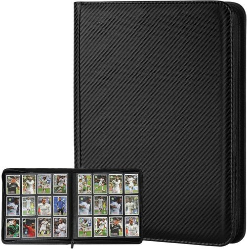 GERMUN Trading Card Binder - 12 Pocket Premium Holder for 720 Cards | Double-Sided Album in Carbon Black