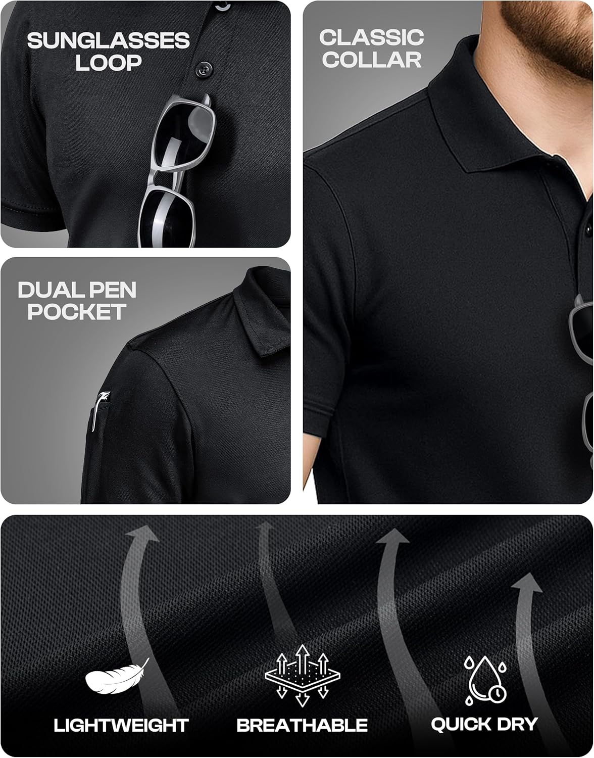 NY Threads Men's Polo Shirt - UPF 50+ Quick-Dry Tactical Golf Jersey | Short Sleeves, Pique Fabric