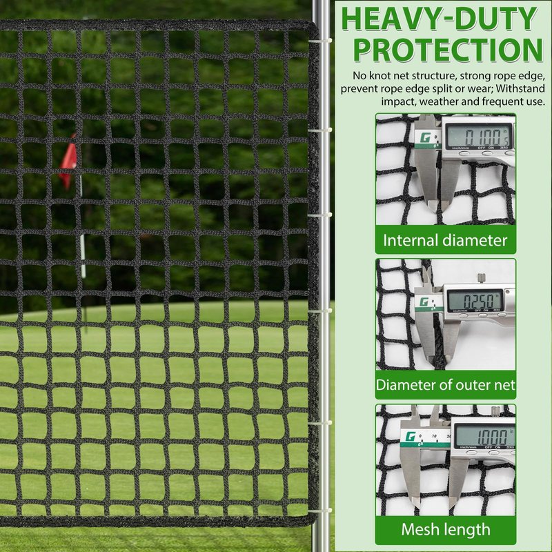 AKOZLIN Golf Practice Net Golf Netting Heavy Duty Sport Netting Nylon Golf Hitting Net for Baseball Hockey Soccer Ball Net Backyard Driving Cage Indoor Outdoor 10x10ft