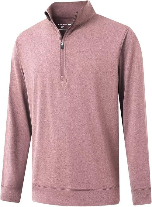 M MAELREG Quarter Zip Pullover - Men's Moisture-Wicking Performance Golf Sweatshirt in Heather
