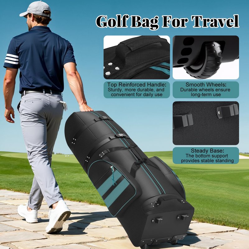 Yueidung Golf Travel Bag with Wheels, Outdoors Heavy Duty 900D Polyester Waterproof Travel Golf Bags, Golf Travel Bags for Airlines, Transporting, Clubs