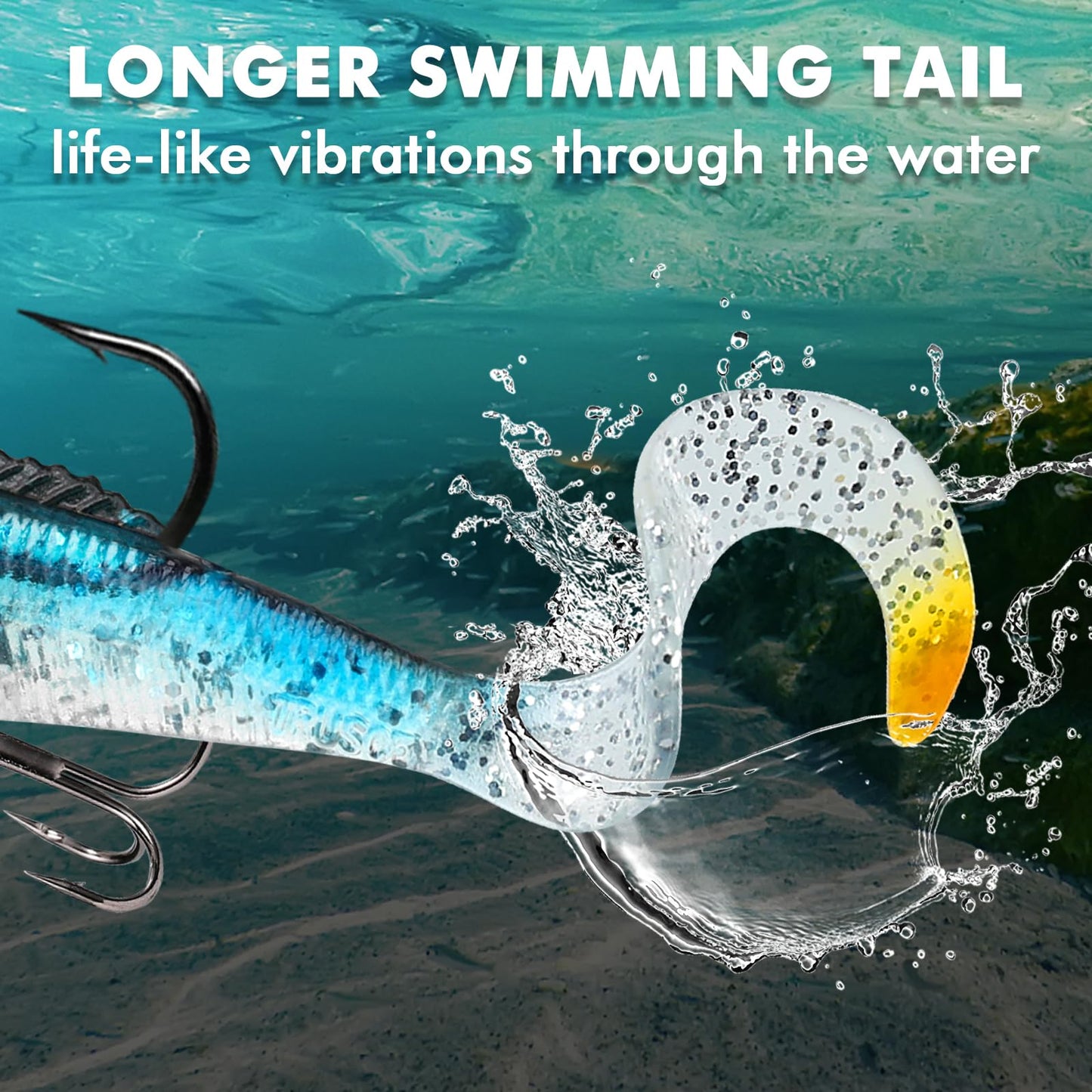 TRUSCEND Fishing Lures for Bass Trout, Jighead Lure Durable Soft Swimbait, Well-Made Lifelike Swim Baits, Jigging Lure for Bass Crippie Trout Walleye, Fishing Gear Gifts for Men