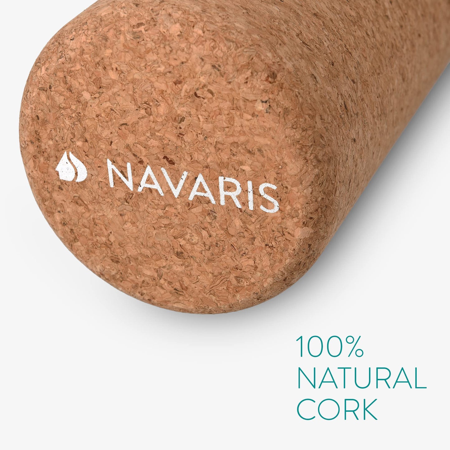 Navaris Cork Roller - Fitness Sport Yoga Cork Tube for Legs, Back, Muscles - Medium, 4 x 18"