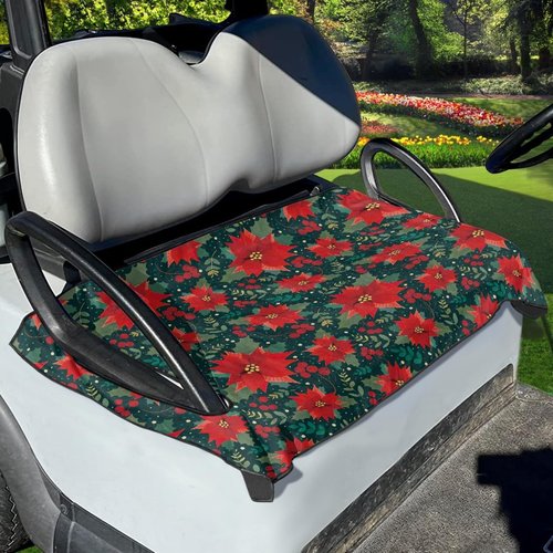 CLOHOMIN Poinsettia Golf Cart Seat Covers Christmas Travel Sports Seat Cushion Breathable Golf Cart Seat Blanket