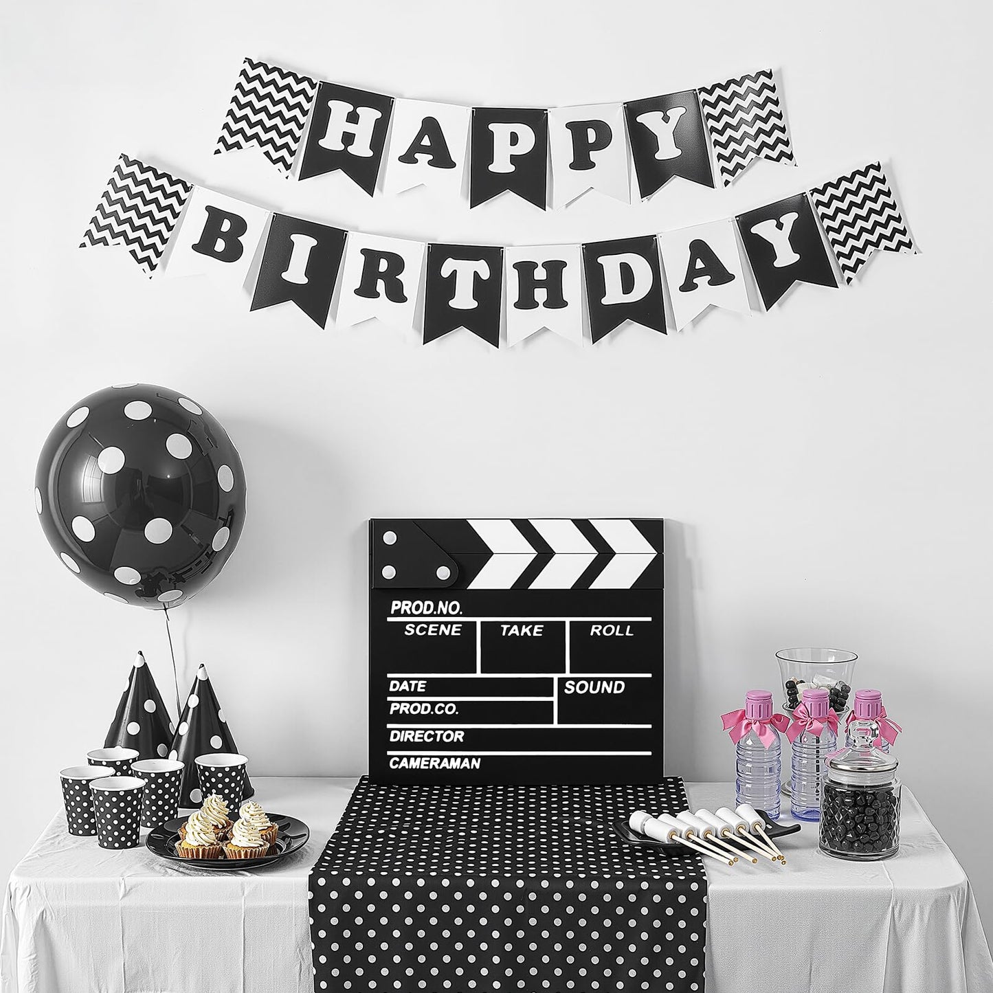 Movie Film Clapboard Hollywood Wooden-Clapper Board Directors Photography Studio Video TV Clapper Board with Erasable Pen Movie Theater Props Decor，Black Clap Board 7.8 X 7.5 inches