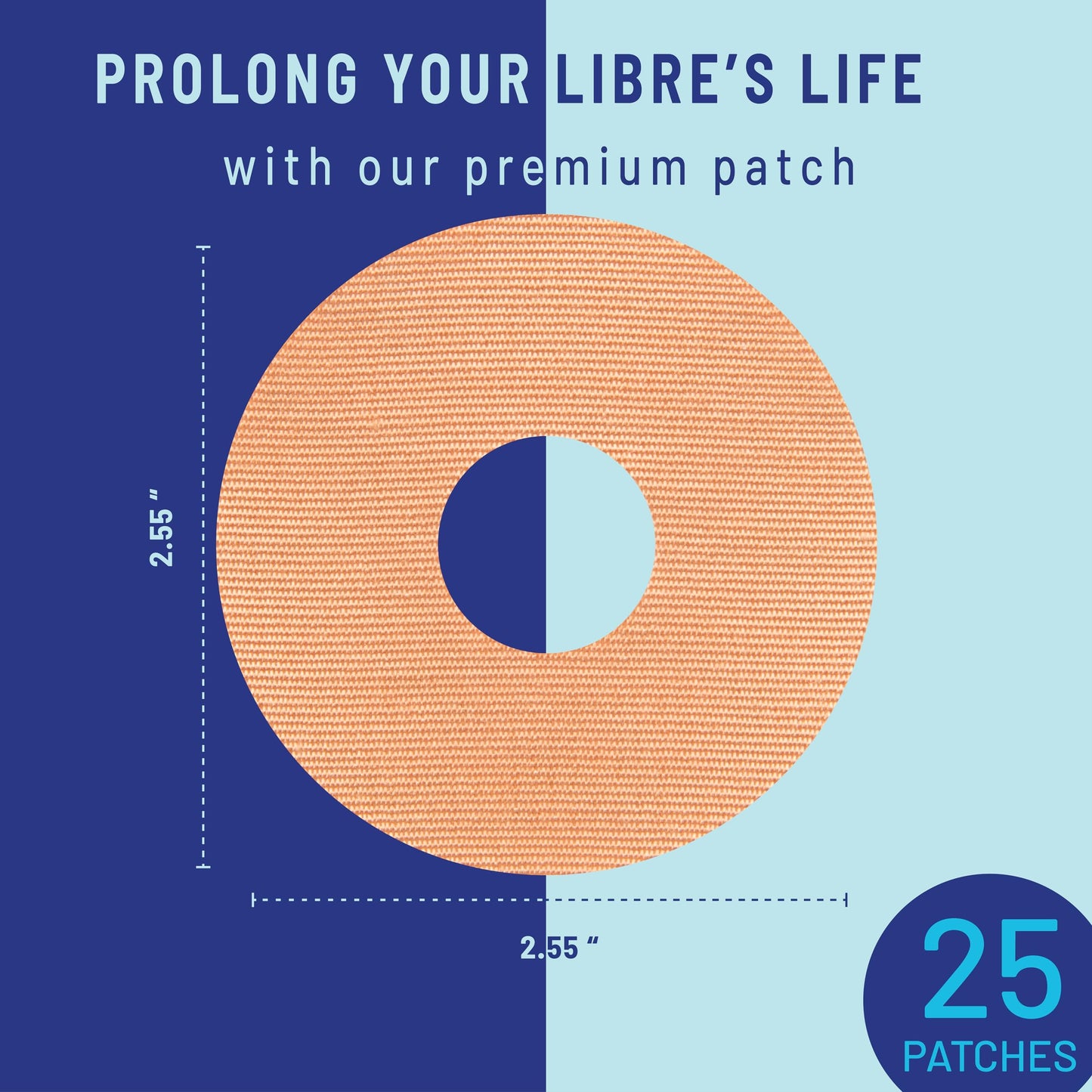 RightCare CGM Adhesive Patches Pre-Cut for Freestyle Libre 2 &3 and Lingo, Waterproof Adhesive Medical Tape, Uncovered Circle Protective Patches, Tan, Bag of 25