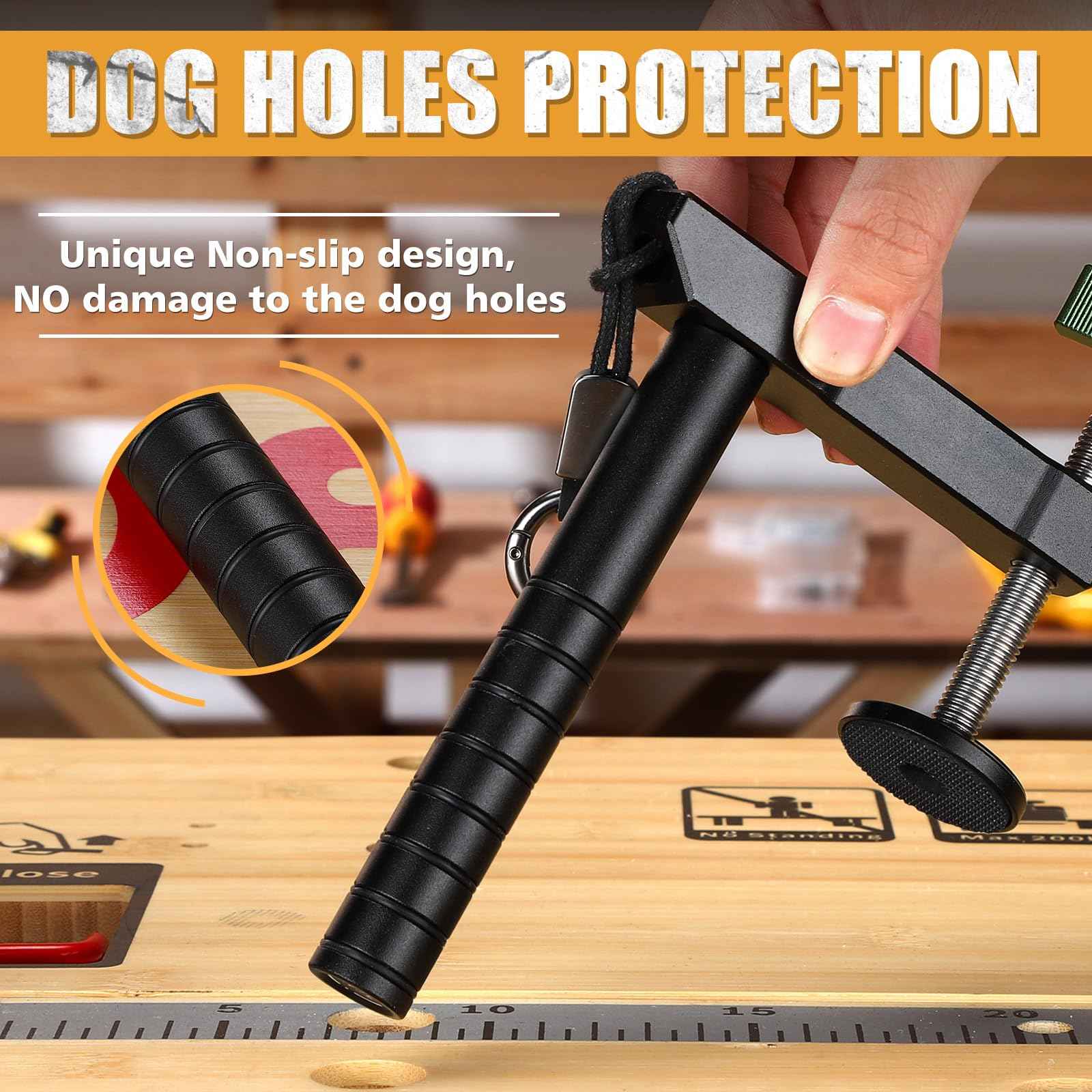 2 Pack Bench Dog Clamps 3/4"（19mm) Heavy Duty Use Dog Hole Clamp Holdfast and Sturdy Tool clamps for woodworking Workbench Hand Tools