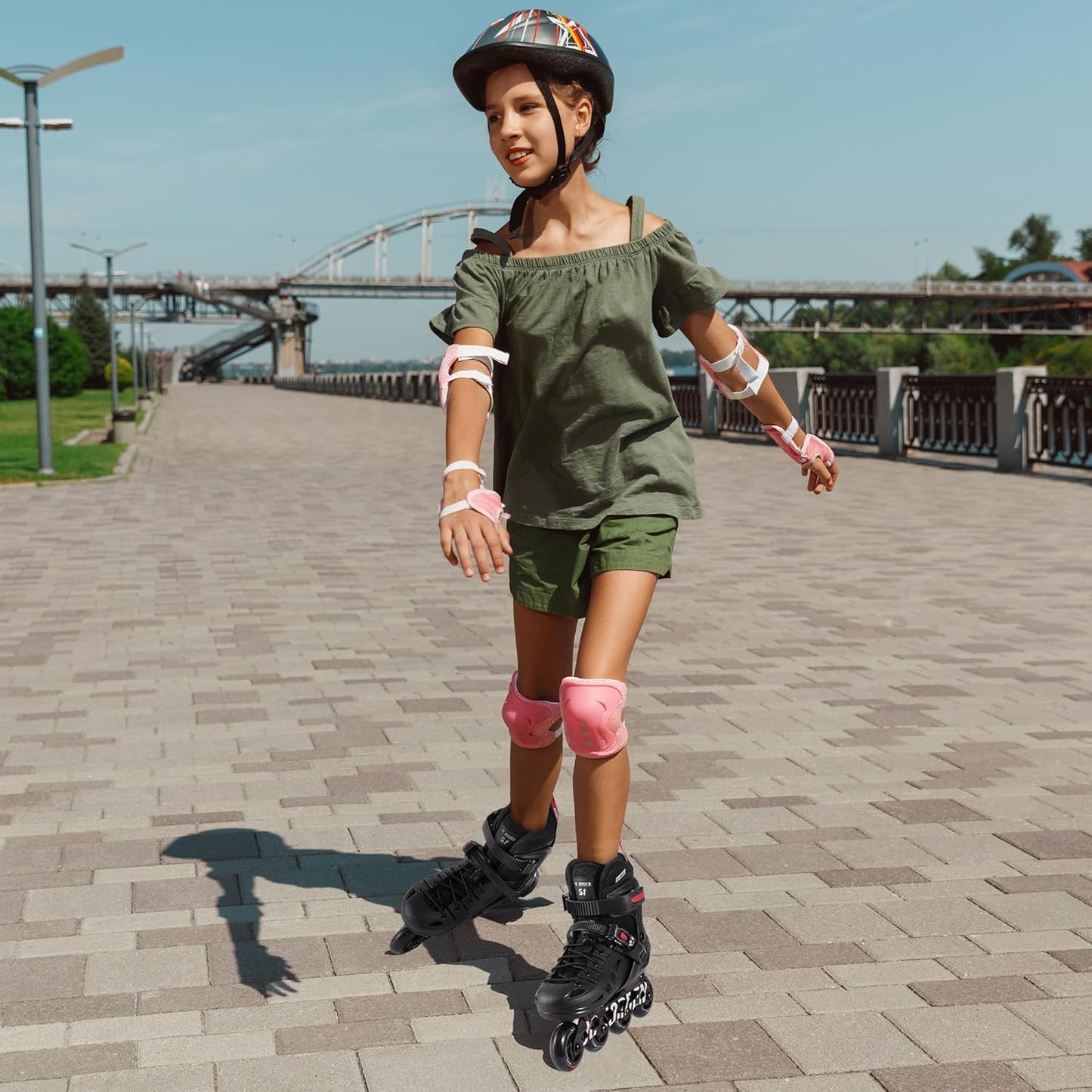 Skiennix Adjustable Inline Skates for Kids & Adults | Light-Up Wheels & Durable Shell | Sizes 4-12
