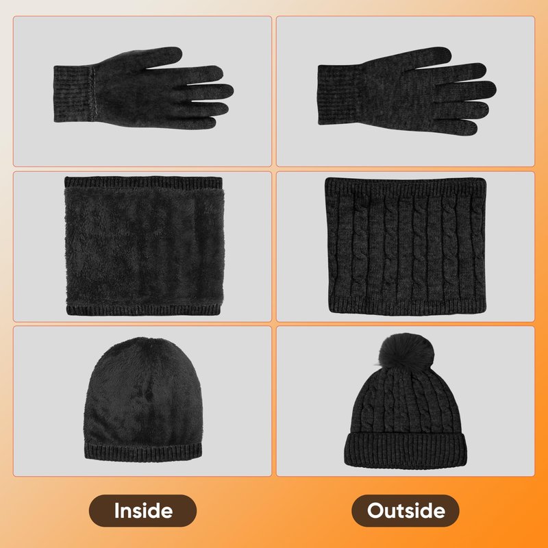 ihuan Winter Warm Hat Scarf Gloves Set for Christmas Gifts - Thermal Touchscreen Gloves Neck Scarves Warmer for Cold Weather Women
