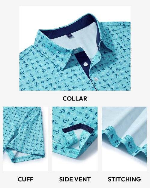 Alimens & Gentle Men's Moisture-Wicking Polo Shirt - Short Sleeve Golf & Tennis Style