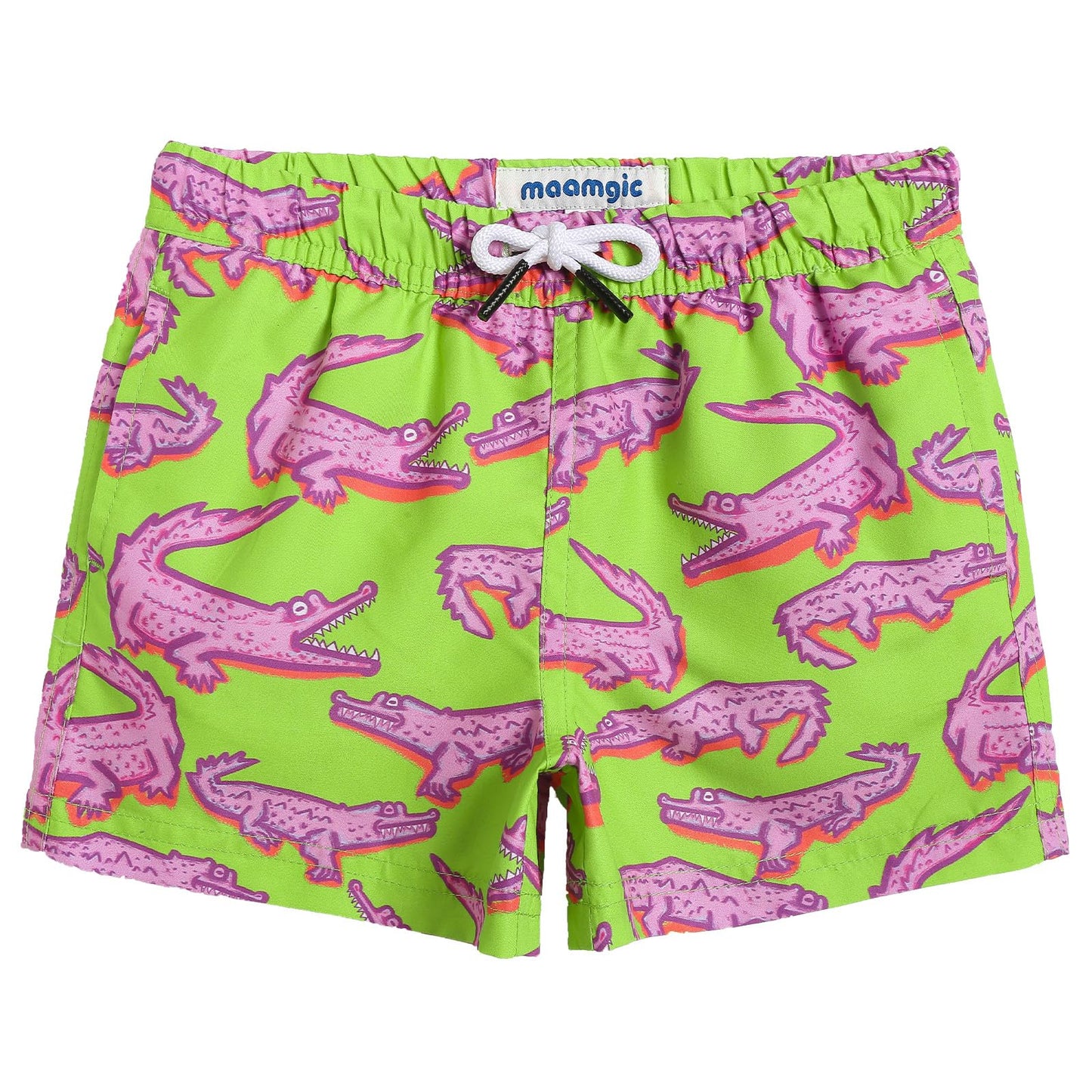 maamgic Boys Swim Trunks Toddler Swim Shorts Little Boys Bathing Suit Swimsuit Toddler Boy Swimwear Little Crocodile Green 7 Years,Little Crocodile Green,7 T
