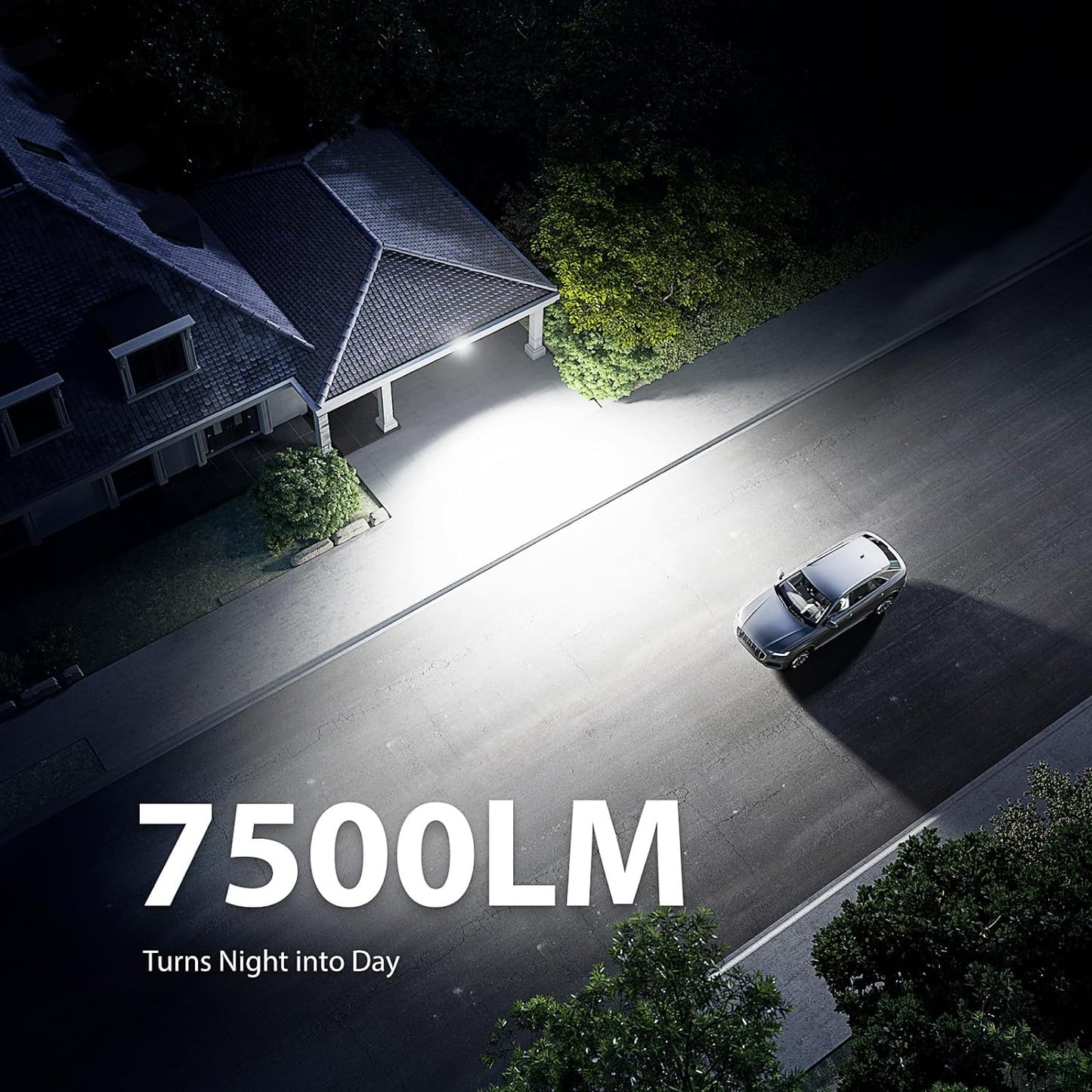 75W LED Motion Sensor Flood Light - Dusk to Dawn Outdoor Security Light, 7500LM, IP65 Waterproof