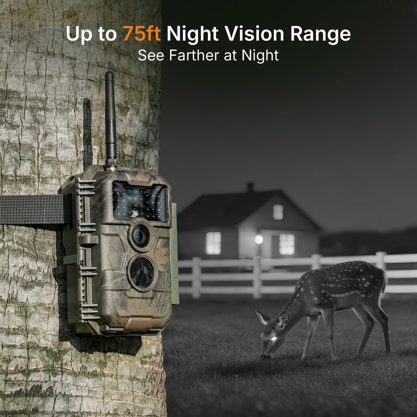 GardePro E6 WiFi Trail Camera (Non-Cellular), Stable WiFi with External Antenna, On-Site App Viewing, 64MP 1296P HD, No-Glow Night Vision, Motion Activated Waterproof Game Camera