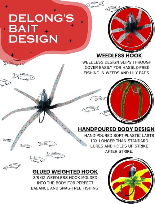 Delong Lures - Squirm Fishing Lures - Ultimate Bass Kit with Weighted Jigs & Large Swimbaits - Made in USA