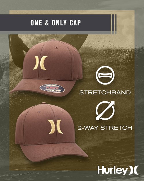 Hurley Mens Baseball Cap - Flexfit Fitted Baseball Caps for Men (Sizes: S-XL), Size Large-X-Large, Cedar