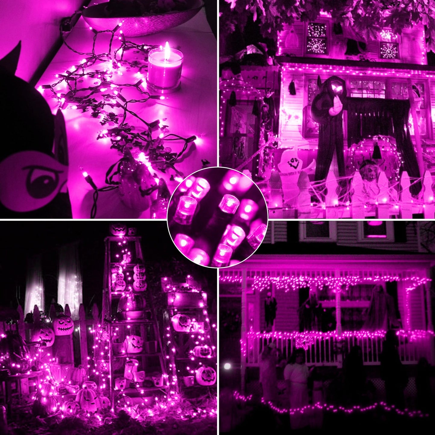 500 LED Pink Christmas Lights Black Wire,164 FT Outdoor Fairy Lights Plug in, Pink String Lights with 8 Twinkle Modes for Indoor Outdoor Bedroom, Yard, Wedding, Valentines Day Decoration