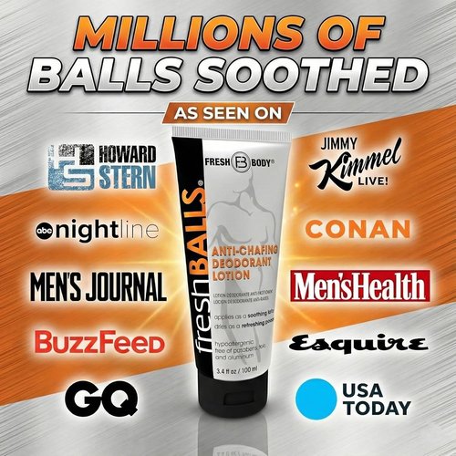 Fresh BALLS Cream - Men's Anti-Chafing Lotion | Soothing Powder for Groin Comfort - 3.4 fl oz