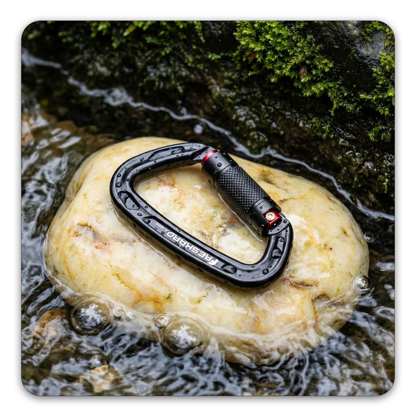 FresKaro 25kN Climbing Carabiners Double Locking Carabiner Clips, Heavy Duty Carabiner for Rock Climbing, Rappelling, Hunting, or Survival Gear kit, Gym Equipment, Cerfified UIAA Carabiner Black