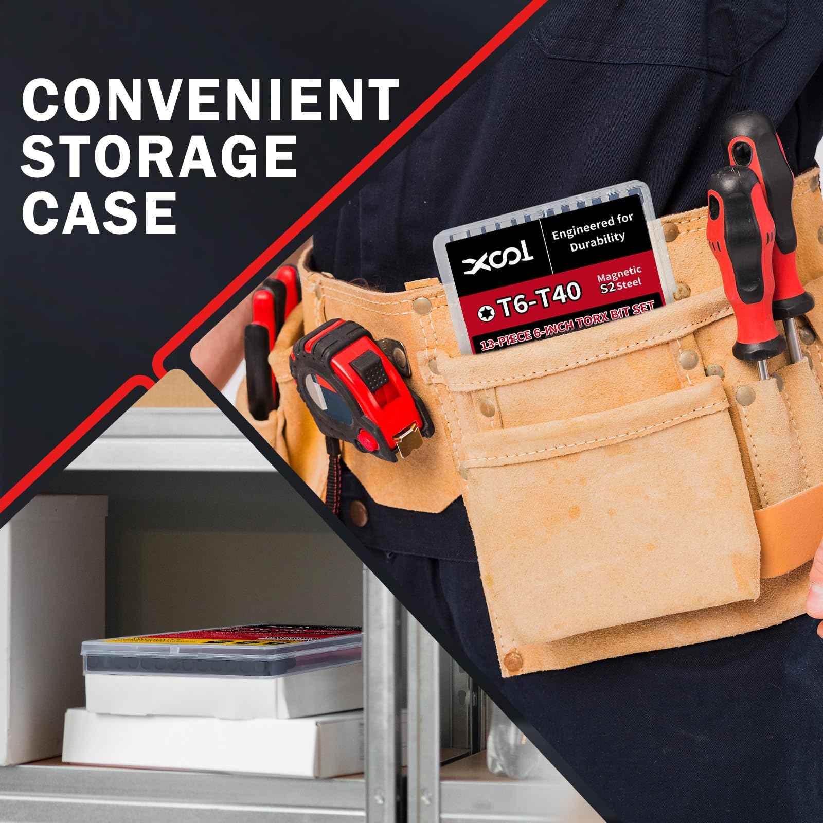 XOOL 13-Piece Long Torx Bit Set, 6-Inch (150mm), T6-T40, Magnetic S2 Steel, 1/4" Hex Shank, CNC Precision Tips for Impact Drivers, Drills, and Screwdrivers