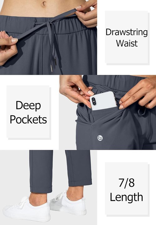 G Gradual Women's 7/8 Stretch Ankle Sweatpants - Deep Pockets for Golf, Athletic, Lounge, Travel, Work