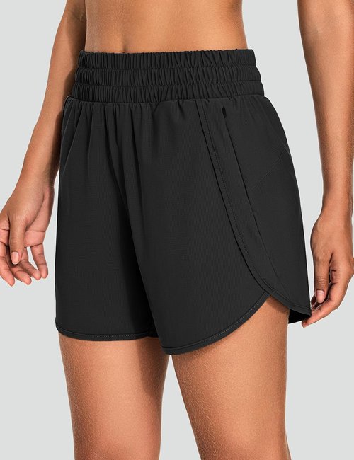 KPSUN Women's Athletic Running Shorts - 5" High Waisted Gym Shorts with Zipper Pockets | Lightweight & Quick Dry