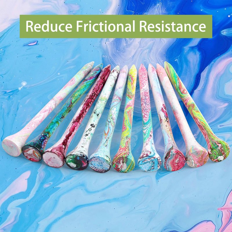 ELIUNG Wood Golf Tees 3-1/4 inch, Wooden Mixed-Color Golf Tees with Big Cup, 50Pcs Unbreakable Golf Tee Holder 83mm, Reduce Friction and Side Spin, Golf Tee Gifts