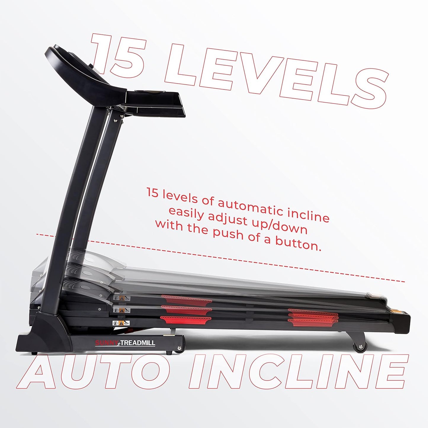 Sunny Health & Fitness Folding Treadmill - Smart Performance with Adjustable Incline & Free App