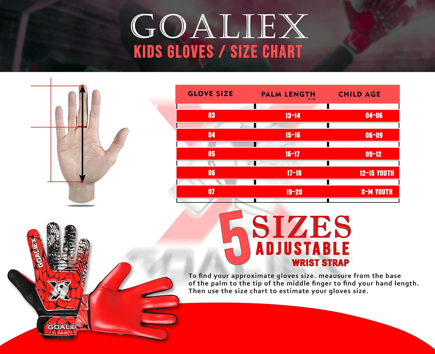 Skiennix Soccer Goalie Gloves - Youth Football Goalkeeper Gloves with 4mm Super Grip Palm - Double Wrist Support
