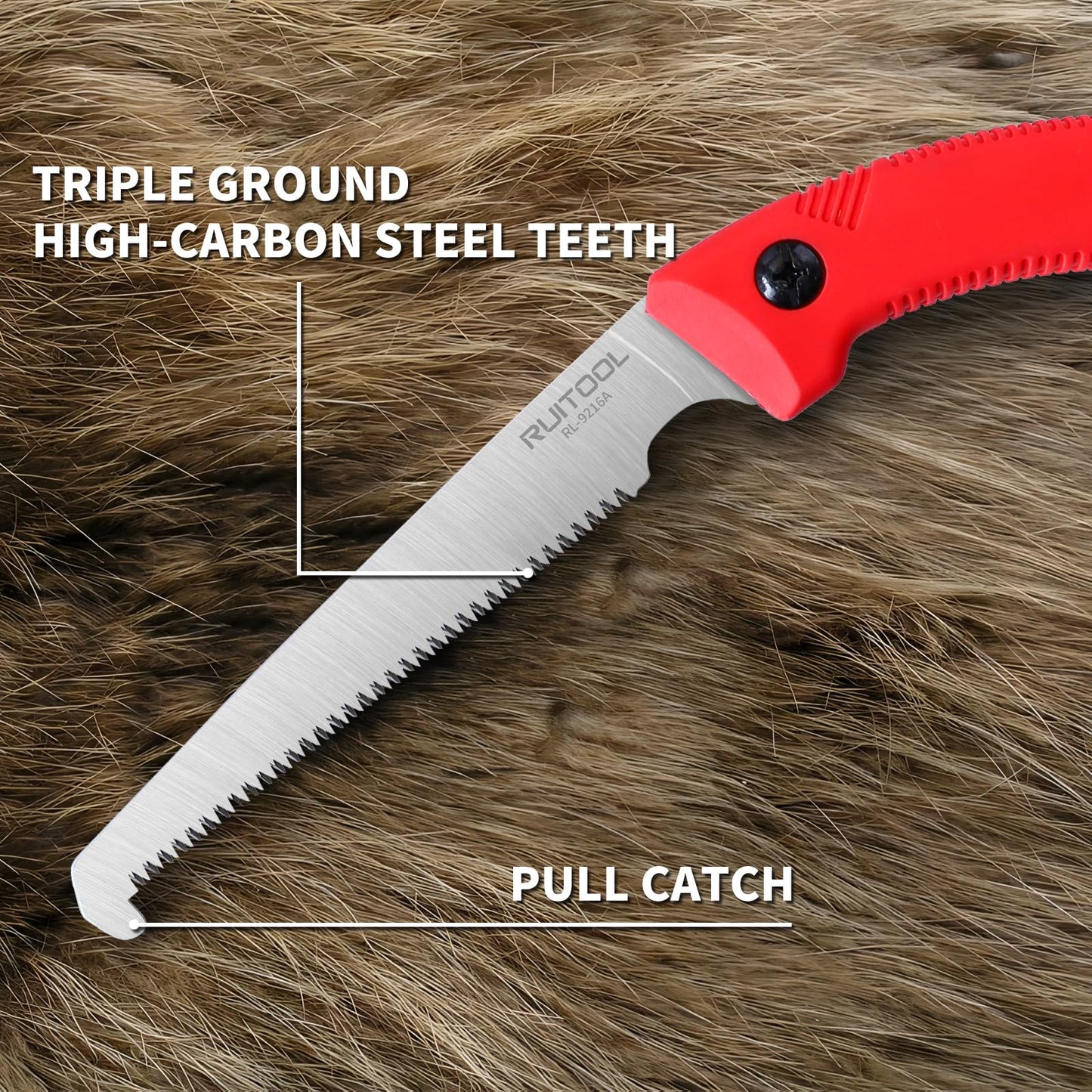 RUITOOL Bone Meat Saw for Hunting and Butchering, Camping Saws for Rib Cutting, Outdoor Portable Hand Saw with Non-Slip Handle, High Carbon Steel 12 TPI Saw Blad with Triple Ground Saw Teeth