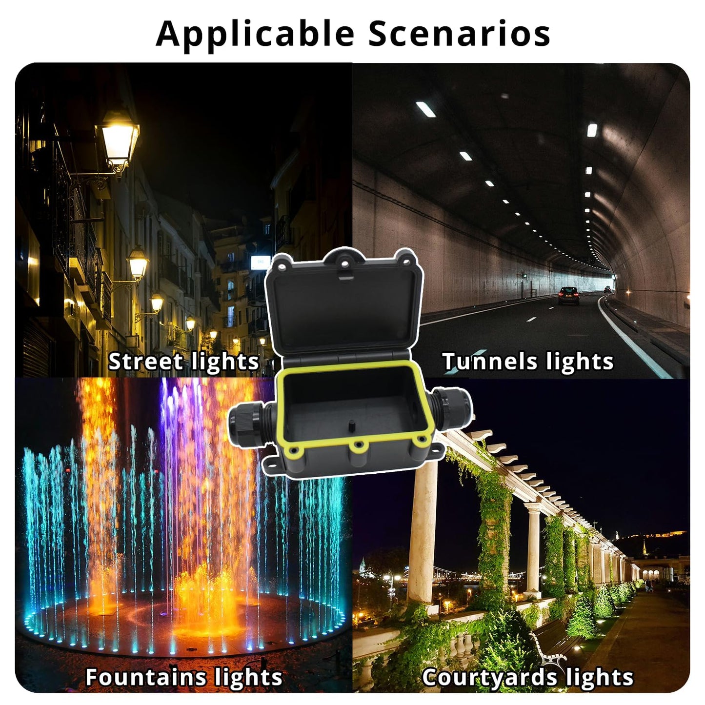 MAKERELE Small External Junction Box IP68,2 Way Clamshell-Type Underground Electrical Box with Screw Terminal Block Airtight Plastic Box Maximum Inner Diameter 12mm