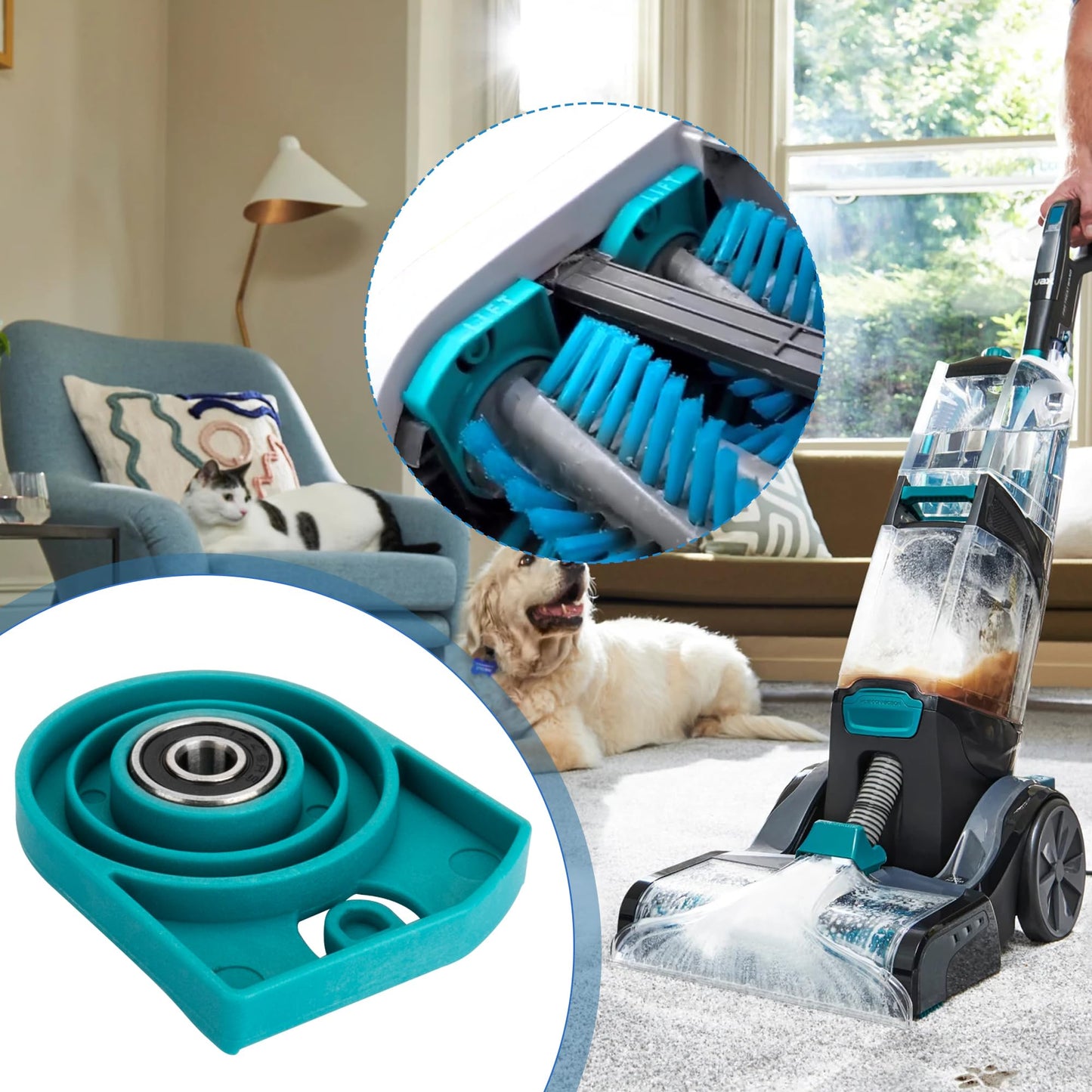 GYPNS 440013513 Brushroll End Cap with Bearing Compatible with Hoover Smartwash Pet Cleaner FH52000 FH53000 Model, Automatic Carpet Cleaner Cap for Dirt Devil & Royal Vacuum Cleaners Brushroll Parts