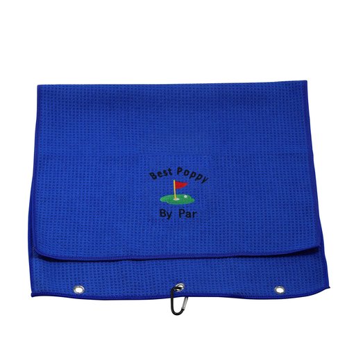 Dad Golf Towel Embroidered Golf Towel Gift Golf Father Gift Best Papa/Pops/Grampy/Papaw/Opa/Poppy by Par Golf Towel with Clip (Best Poppy-BK)