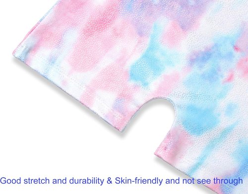 Domusgo Gymnastics Leotards for Girls - Sparkly One-Piece Pro Unitard with Shorts | Perfect Fit