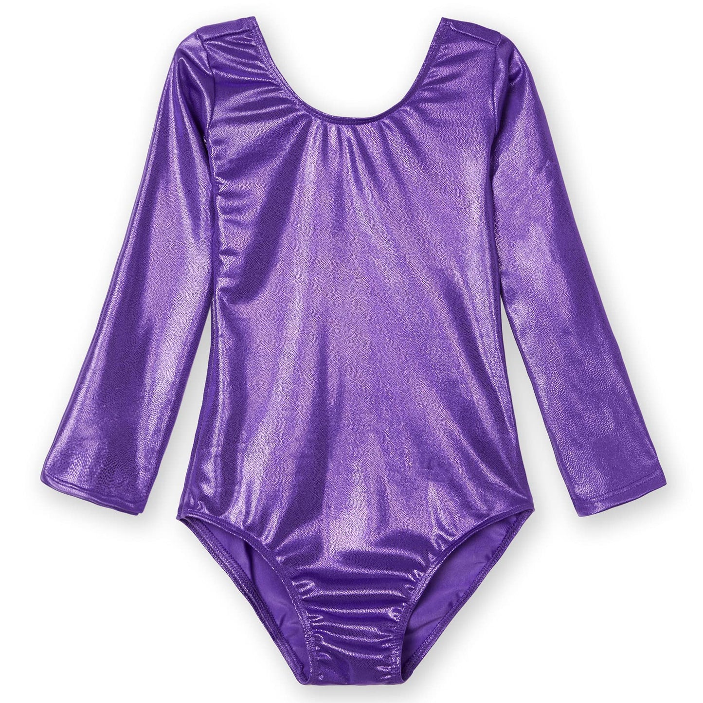Domusgo Girls Gymnastics Leotards Size 6-7 Years Old Sparkle Purple One Piece Long Sleeve Tumbling Outfits