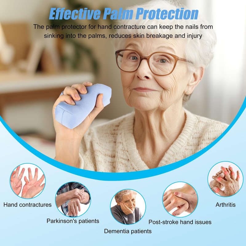 NIdreamCE Palm Protector for Hand Contracture with Separators, Palm Grip Cushions for Finger Contracture Prevention for Stroke, Parkinson Dementia, Arthritis, Hand Grip Strengthener (1)