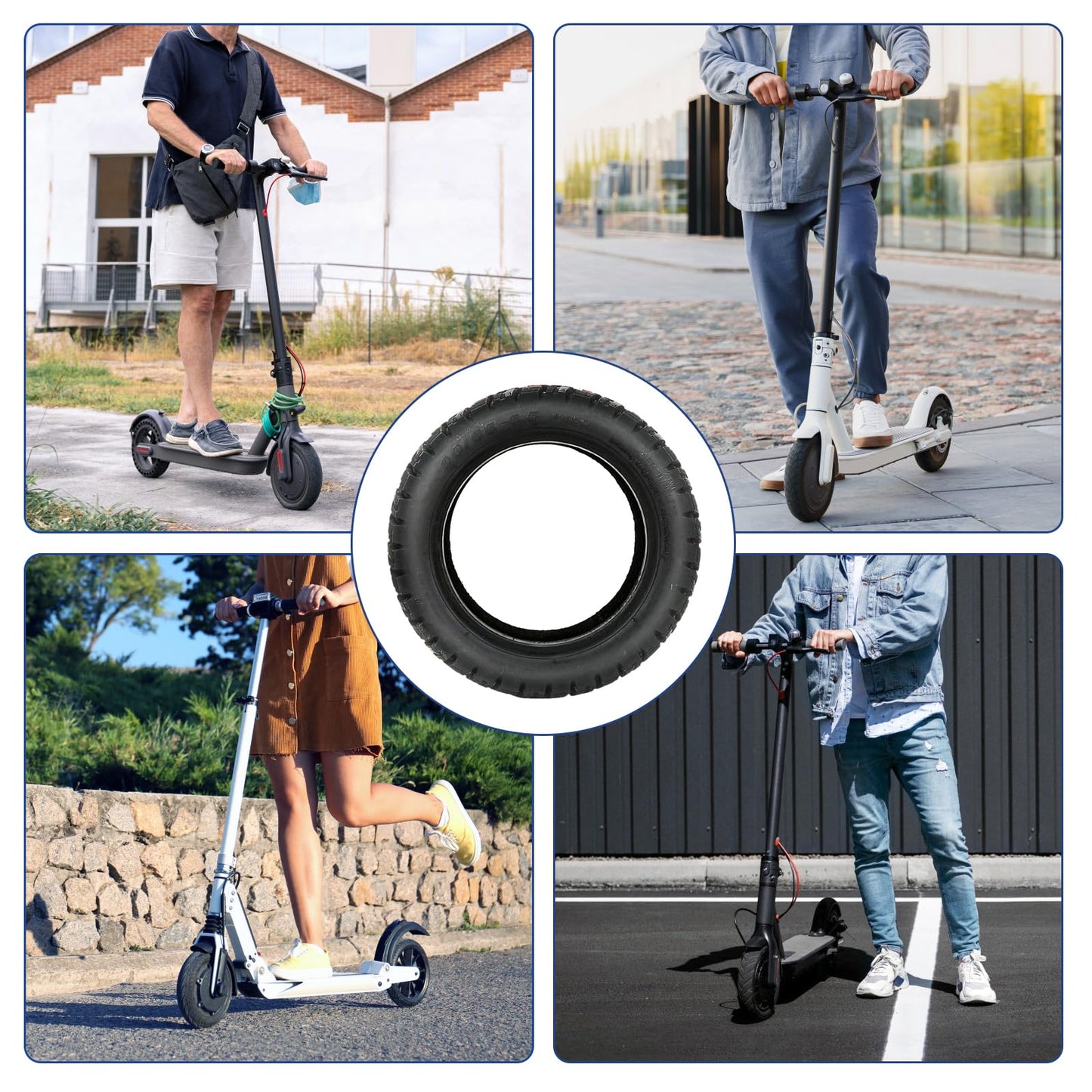 Electric Scooter Tire for Scooter with 90/65-6.5 Outer Tube Scooter Vacuum Tyre Rubber Thickened Anti Slip Explosion Proof 11 Inch Electric Scooter Tubeless Tire
