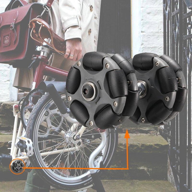 DJCRAWLER 58mm Omni Rack Easy Wheels (S1 level) for Brompton Folding Bike & Electric Bicycle, 10KG Load Omni-direction Roller Replacement Accessories with Bearing [M6*45MM/60MM Screws] (gray)