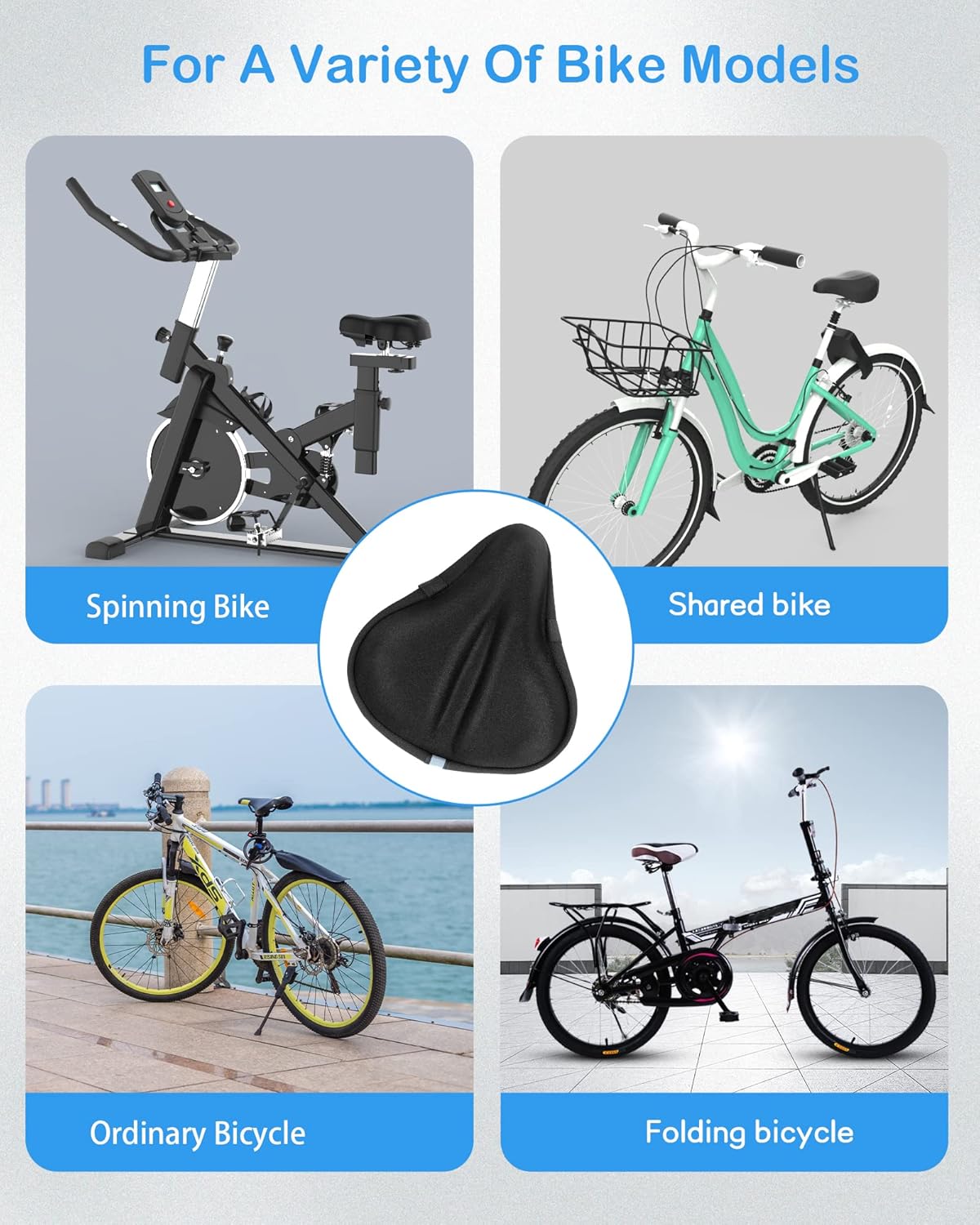 Skiennix Bike Seat Cushion - Gel Cover for Ultimate Comfort | 11x10 Inch for Indoor & Outdoor Use