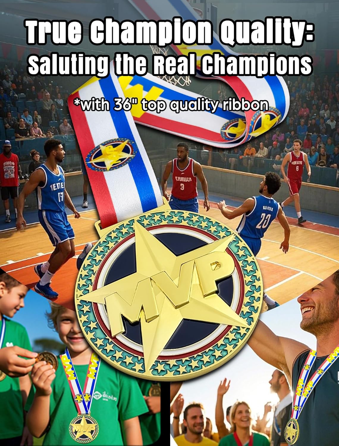 MVP Champion Awards Medals - Heavy Duty Sports Medals for Basketball, Football, Soccer | Team MVP Gift