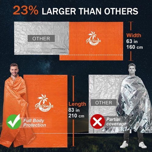 Guijinga 3-Pack Emergency Blanket, Extra-Thick Extra-Large Survival Blanket, Thermal Reflective Emergency Thermal Blanket for Outdoor Adventures, for Camping, Hiking, and Car Emergencies