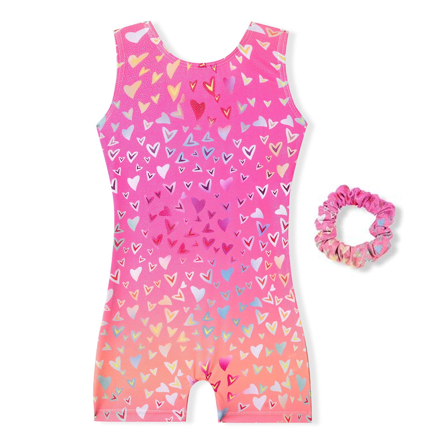 Tstiti Gymnastics Leotards For Girls with Hair Scrunchie