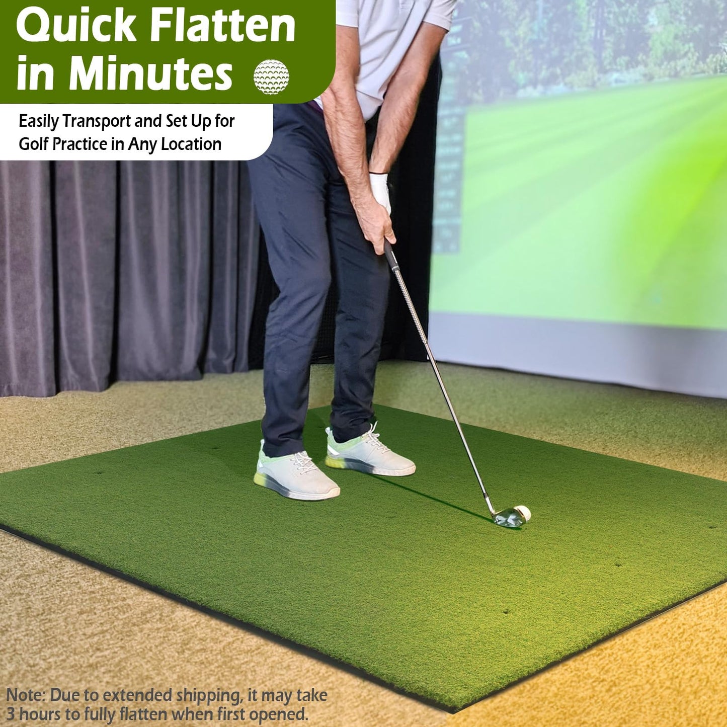 Bearwill Golf Mat 31mm, 5ft x 4ft Golf Hitting Mat for Indoor Outdoor Practice, High-Elasticity Elite Artificial Grass Simulator Turf Mat for Chipping Swing Driving Training