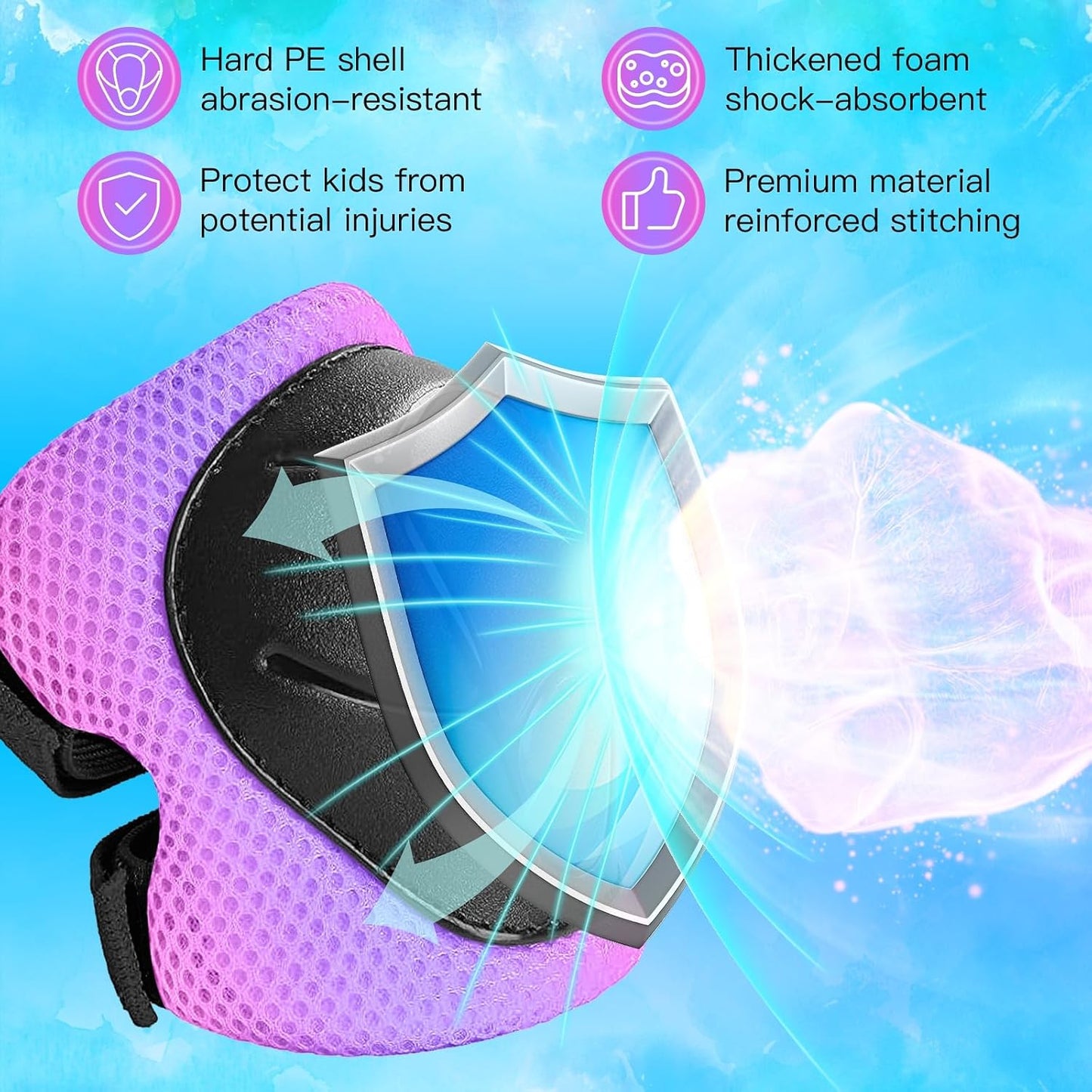 Wemfg Kids Protective Gear Set - 3-in-1 Knee Pads, Elbow Pads & Wrist Guards for Ages 3-14 | Ideal for Skating, Cycling & Rollerblading