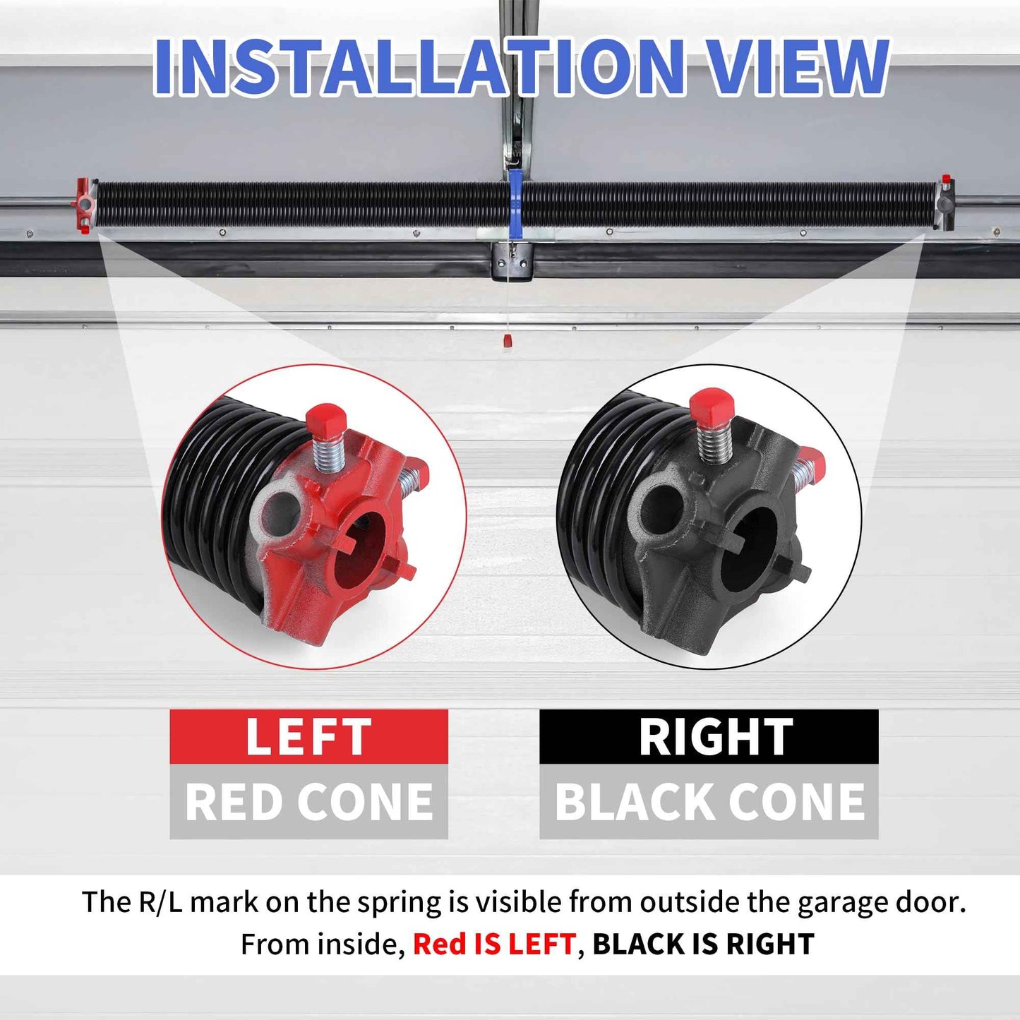 GarageSpringF2C One Pair of 2" Garage Door Torsion Springs, Electrophoresis Coated Garage Spring Set for Replacement with Non-Slip Winding Bars - Size 234x2x27"