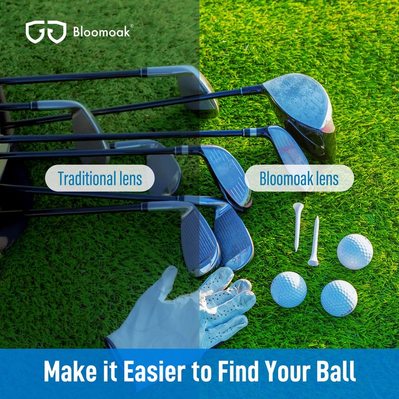 Bloomoak Sport Golf Sunglasses,Wrap Semi-Rimless/Vented Frame Prevent Fogging/Superior Visual Clarity to Find Ball